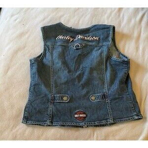 Harley Davidson Zip Up Vest Women’s Size XL Denim Embroidered